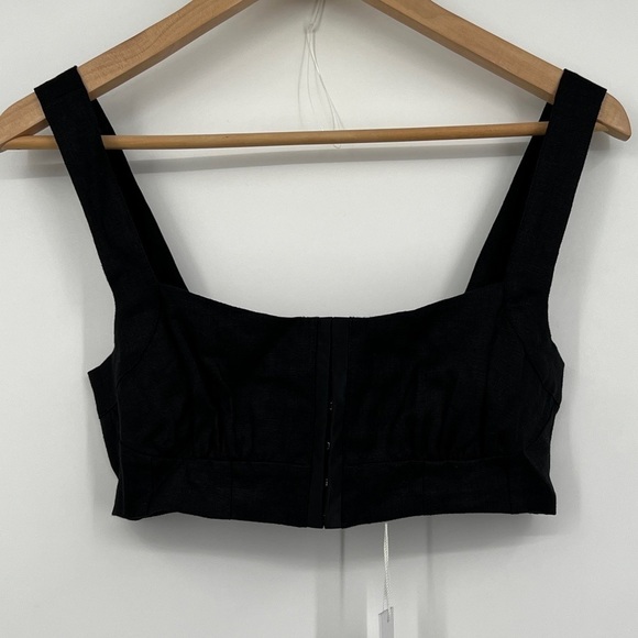 Reformation NWT SANTANA set black linen skirt and crop top NEW - Picture 2 of 8